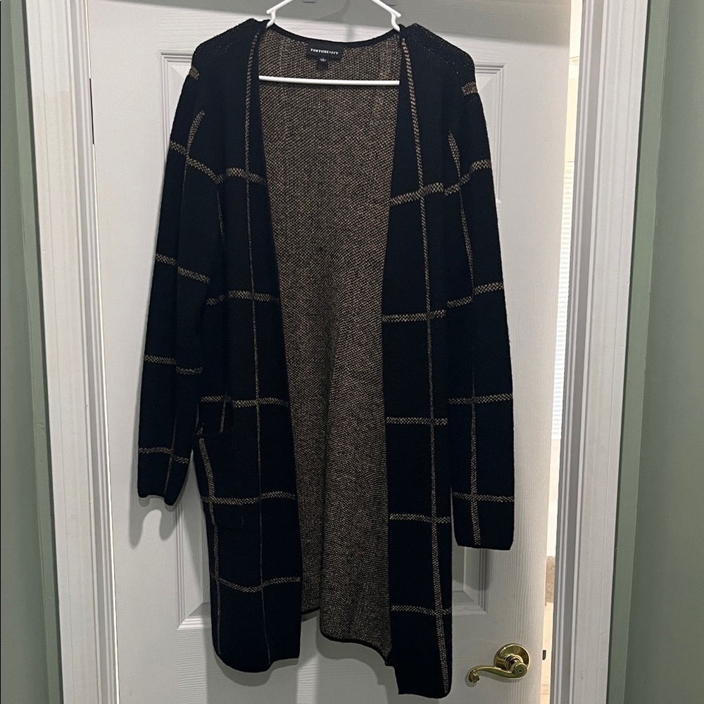 Black and Tan Long Cardigan